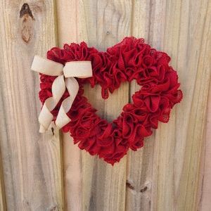 Valentine's heart burlap wreath